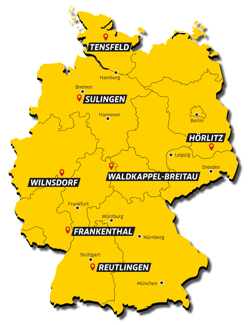 Map der ADAC MX Academy Stützpunkte